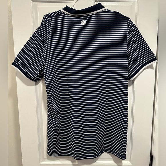 Mens XL G/FORE Navy Blue & White Stripe Short Sleeve Polo NWT - Picture 4 of 6